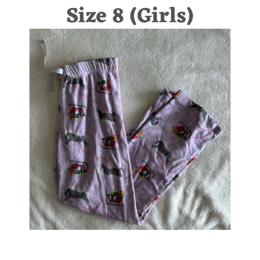 Old Navy Girls Size 8 Lavender Christmas Fleece Pajama Pants Flame Resistant
